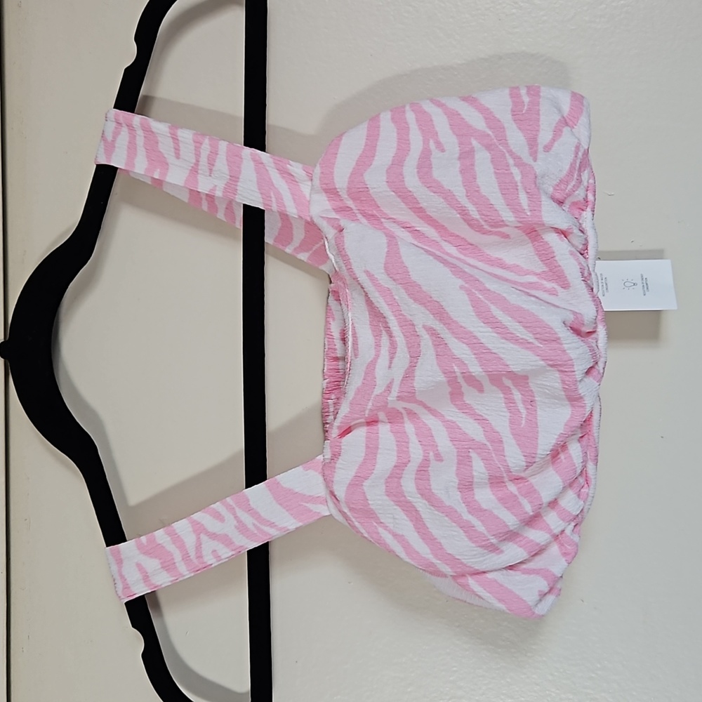 Zara girl pink zebra print strap cropped top size 9
